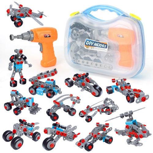 Arkmiido 12 in 1 Puzzle Toy, 282 PCS Construction Building Electric Drill Set, Creative Puzzles Assembly 3D DIY Toy, - Toytexx Arkmiido 12 in 1 Puzzle Toy, 282 PCS Construction Building Electric Drill Set, Creative Puzzles Assembly 3D DIY Toy, - Toytexx